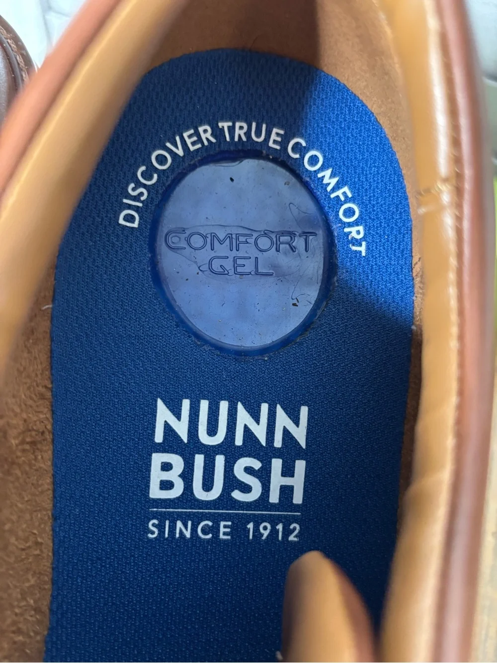 Nunn Bush Cognac Brown Leather Plain Toe Oxford Dress Shoes US Men's 13 M